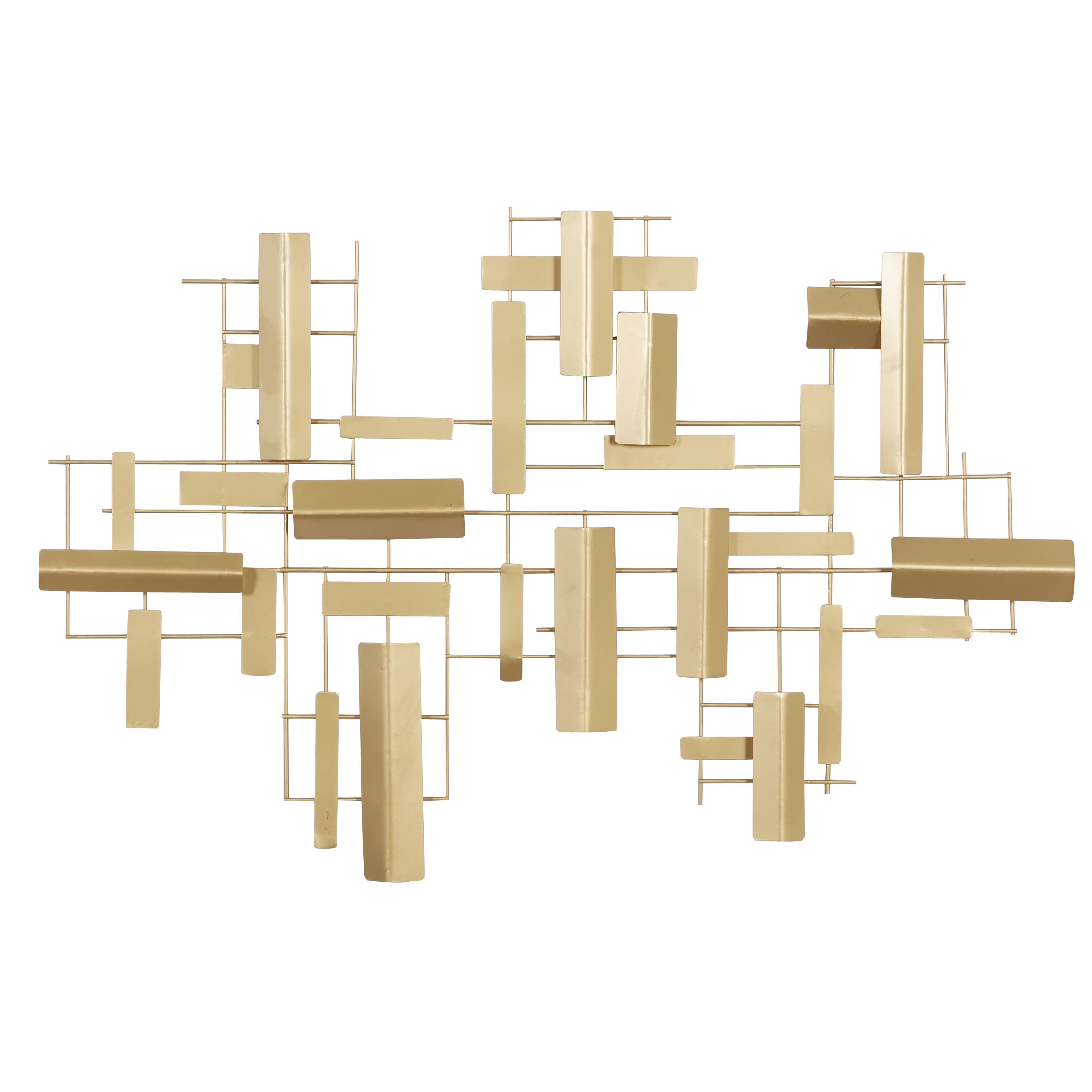 Gold Metal 3D Stripe Geometric Rectangle Wall Art, 36"x23"
