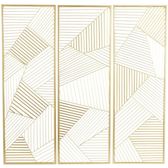 CosmoLiving by Cosmopolitan Gold Metal Geometric Wall Decor with Gold Frame (3 Count)