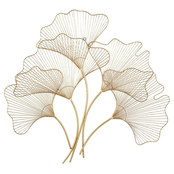 CosmoLiving by Cosmopolitan Gold Metal Wire Ginkgo Leaf Floral Wall Decor
