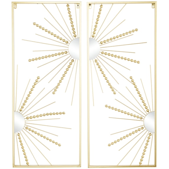 CosmoLiving by Cosmopolitan Gold Metal Half Moon Mirror Geometric Wall Decor with Gold Frame (2 Count)