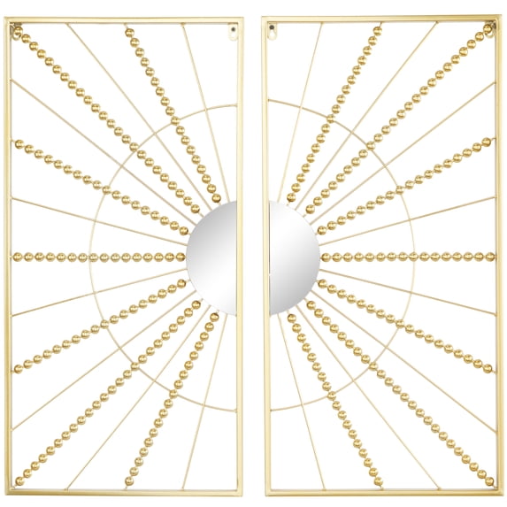 CosmoLiving by Cosmopolitan Gold Metal Half Moon Mirror Geometric Wall Decor with Gold Frame (2 Count)