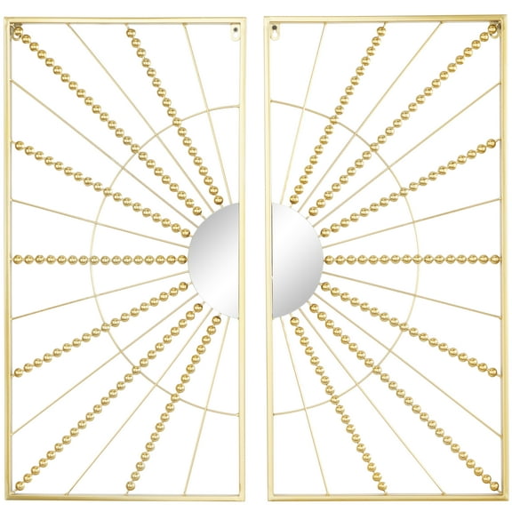 CosmoLiving by Cosmopolitan Gold Metal Half Moon Mirror Geometric Wall Decor with Gold Frame (2 Count)
