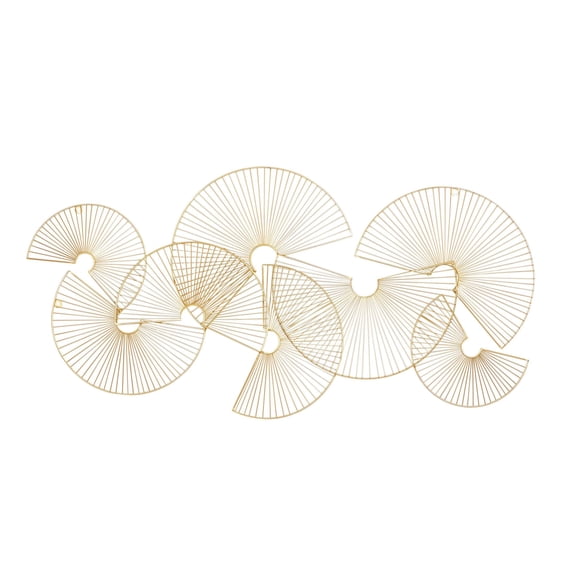 CosmoLiving by Cosmopolitan Gold Metal Crescent Overlapping Wire Fan Sunburst Wall Decor