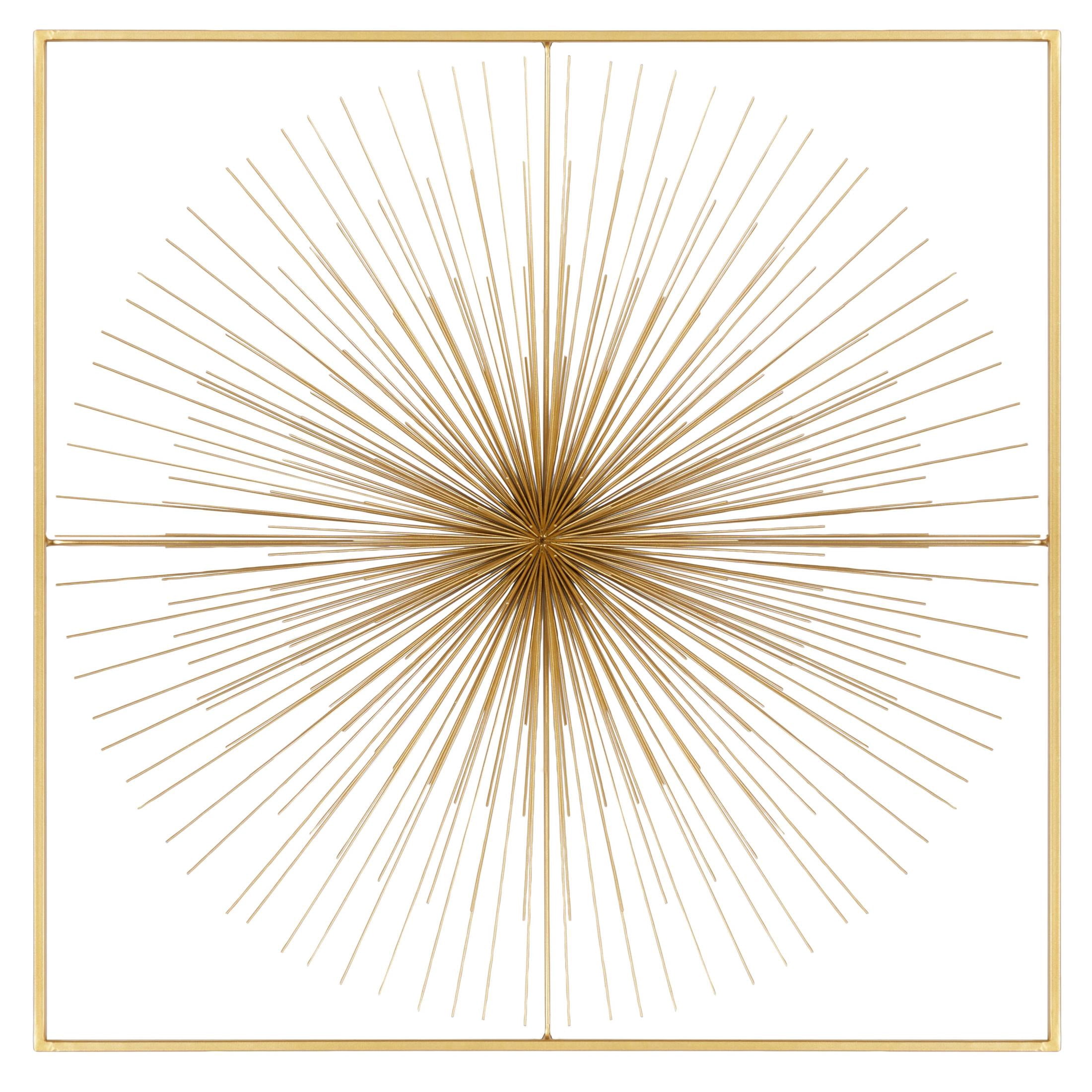 CosmoLiving by Cosmopolitan Gold Metal Handmade Large 3D Starburst Wall Decor with Square Frame