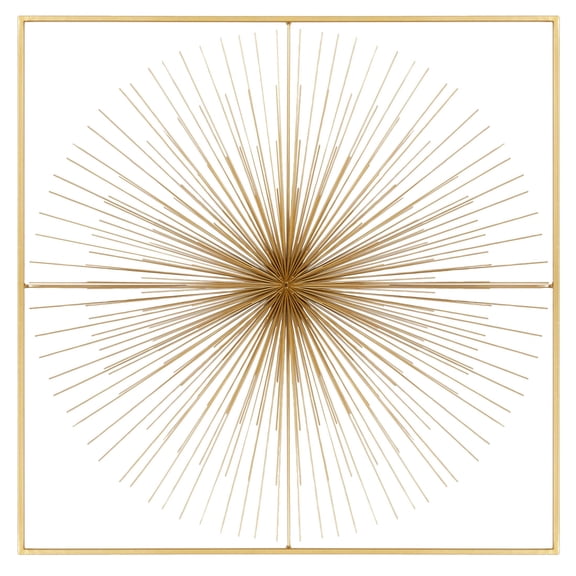 CosmoLiving by Cosmopolitan Gold Metal Handmade Large 3D Starburst Wall Decor with Square Frame