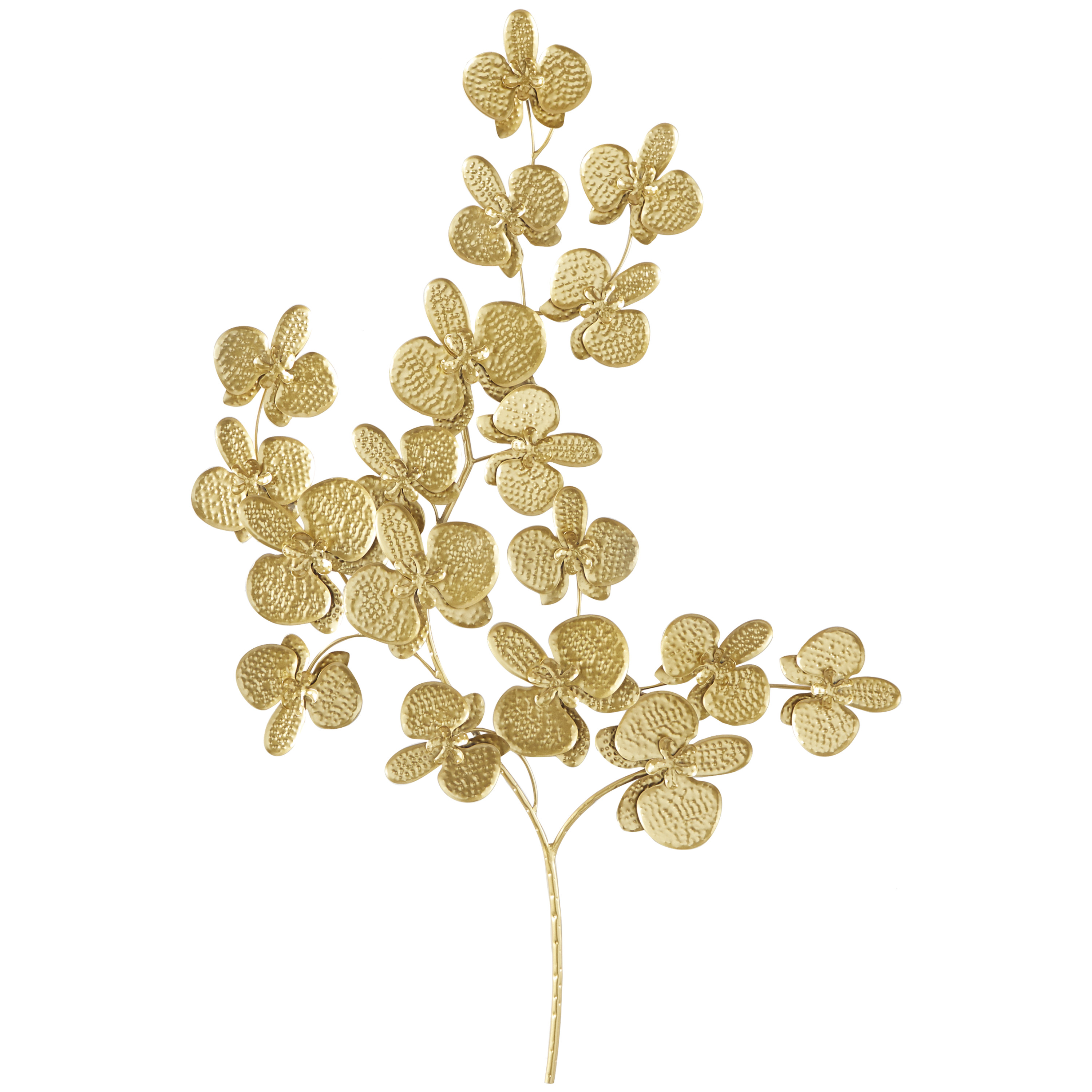 CosmoLiving by Cosmopolitan Gold Metal Orchid Floral Wall Decor with Stem