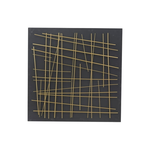 CosmoLiving by Cosmopolitan Gold Metal Overlapping Lines Geometric Wall Decor with Black Backing