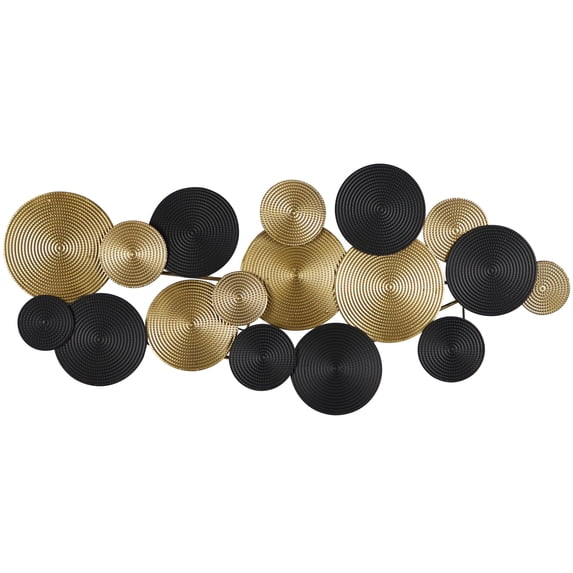 CosmoLiving by Cosmopolitan Gold Metal Overlapping Textured Spiral Plate Wall Decor with Black Accents