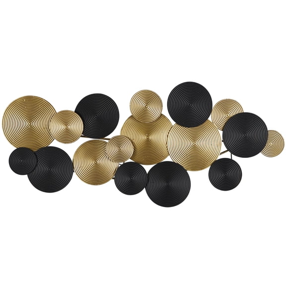 CosmoLiving by Cosmopolitan Gold Metal Overlapping Textured Spiral Plate Wall Decor with Black Accents