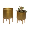 thumbnail image 1 of CosmoLiving by Cosmopolitan Gold Metal Planter (2 Count), 1 of 9