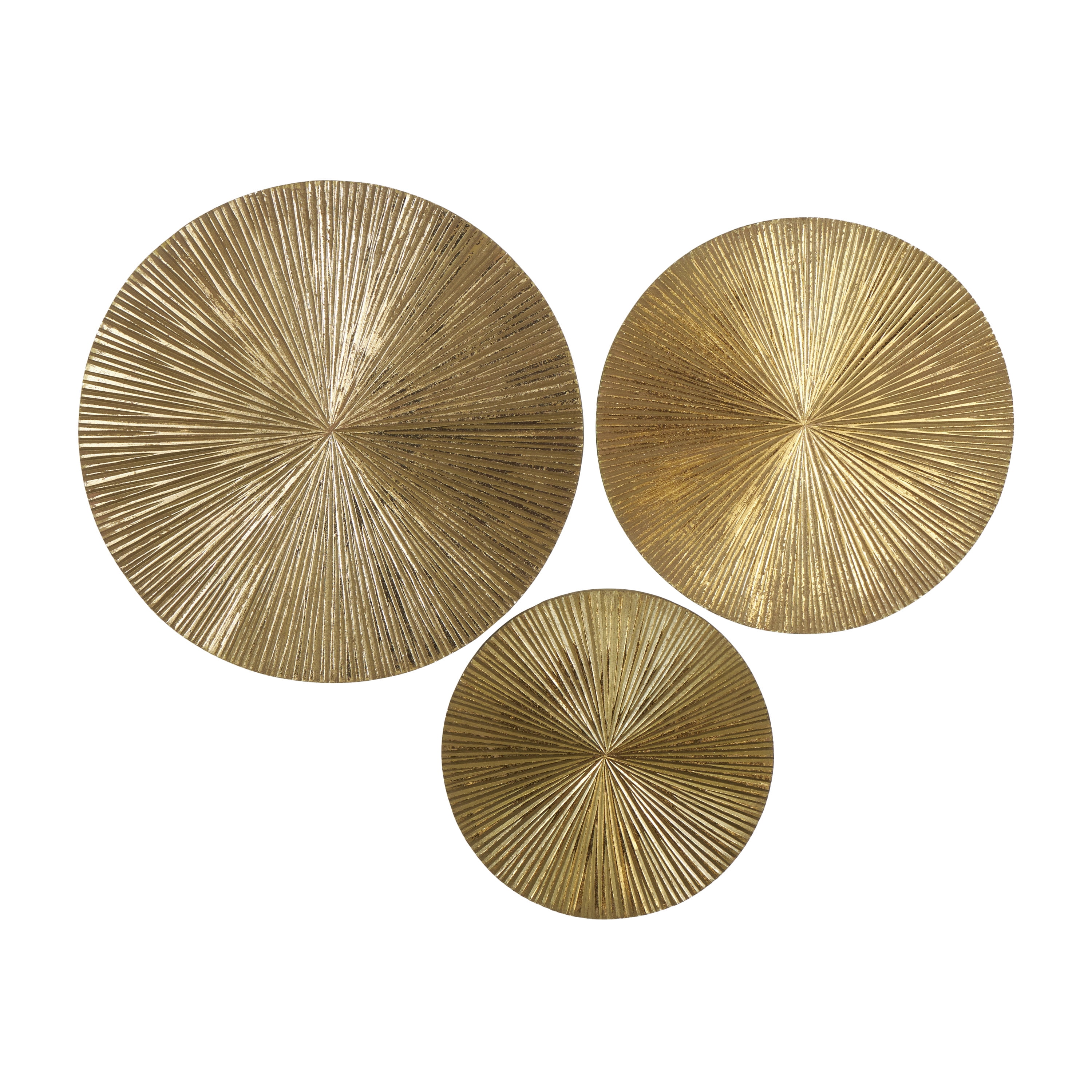 CosmoLiving by Cosmopolitan Gold Wood Carved Radial Plate Wall