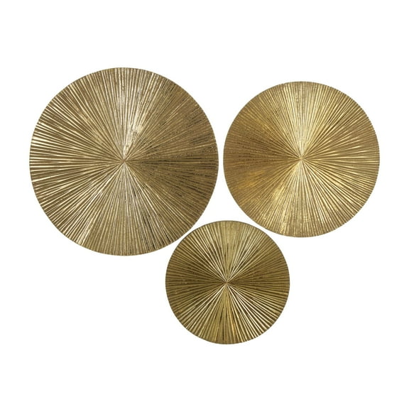 CosmoLiving by Cosmopolitan Gold Wooden Carved Radial Plate Wall Decor (3 Count)