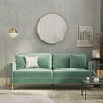 thumbnail image 1 of CosmoLiving by Cosmopolitan Highland Velvet Sofa with Pillows, Green, 1 of 15