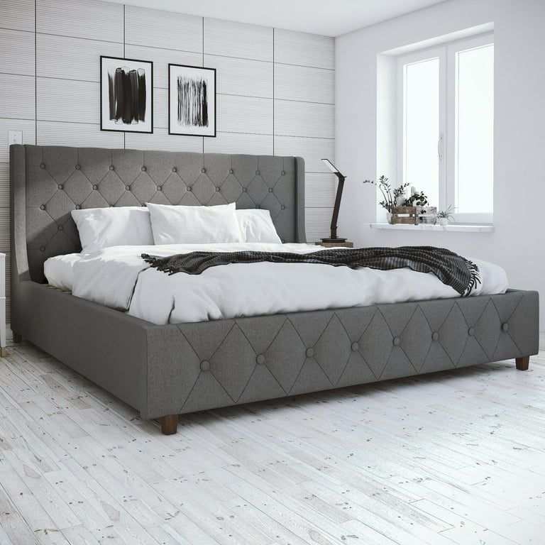 CosmoLiving by Cosmopolitan Mercer Upholstered Bed, King, Gray