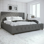 CosmoLiving by Cosmopolitan Mercer Upholstered Bed, King, Gray Linen