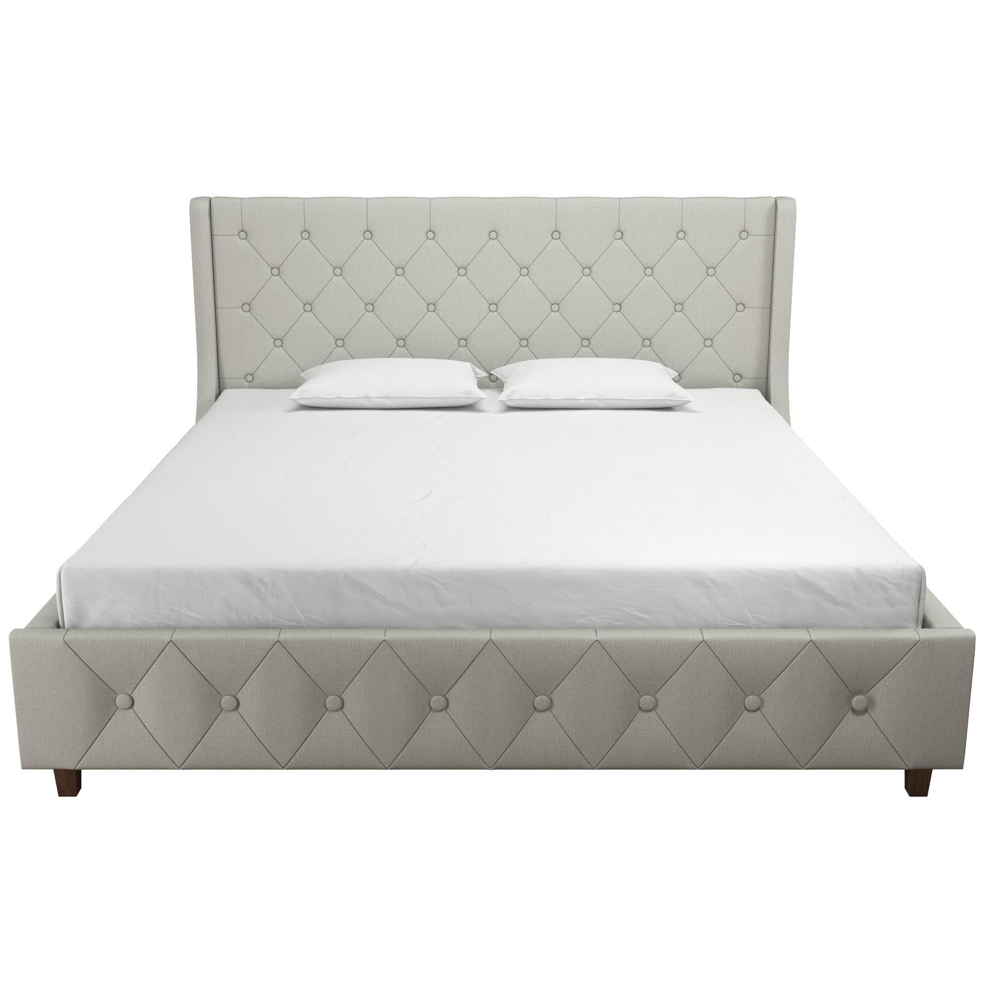 CosmoLiving by Cosmopolitan Mercer Upholstered Bed, Light Gray Linen