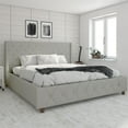 CosmoLiving by Cosmopolitan Mercer Upholstered Bed, Light Gray Linen