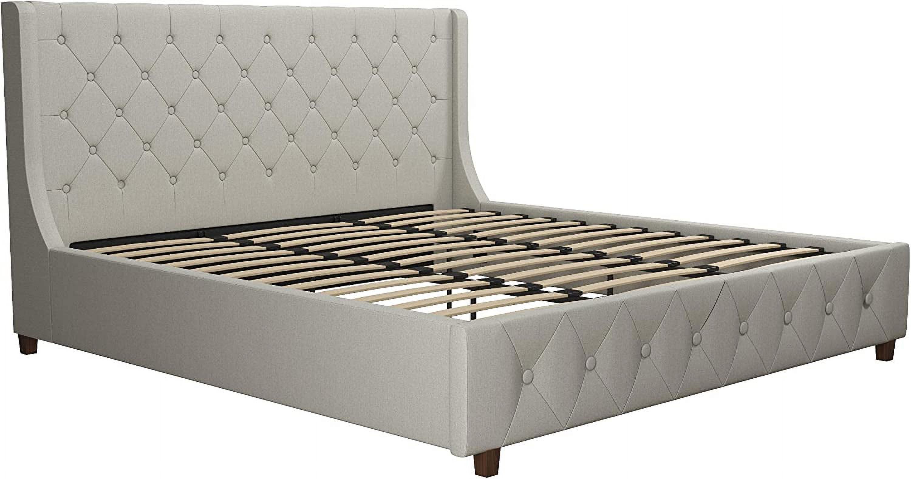 CosmoLiving by Cosmopolitan Mercer Upholstered Light Grey Linen King