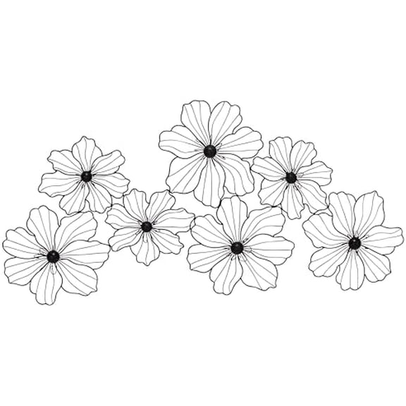 CosmoLiving by Cosmopolitan Metal Floral Home Wall r Wire Wall Sculpture, Wall Art 43" x 2" x 21", Black