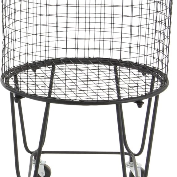 CosmoLiving by Cosmopolitan Metal Storage Cart Deep Set Rolling Mesh Laundry Basket , 18" x 18" x 24", Black