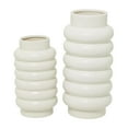 thumbnail image 1 of CosmoLiving by Cosmopolitan Modern Ceramic White Decorative Vase, Set of 2 16"W x 12"H with Ring Ribbing Design, 1 of 7