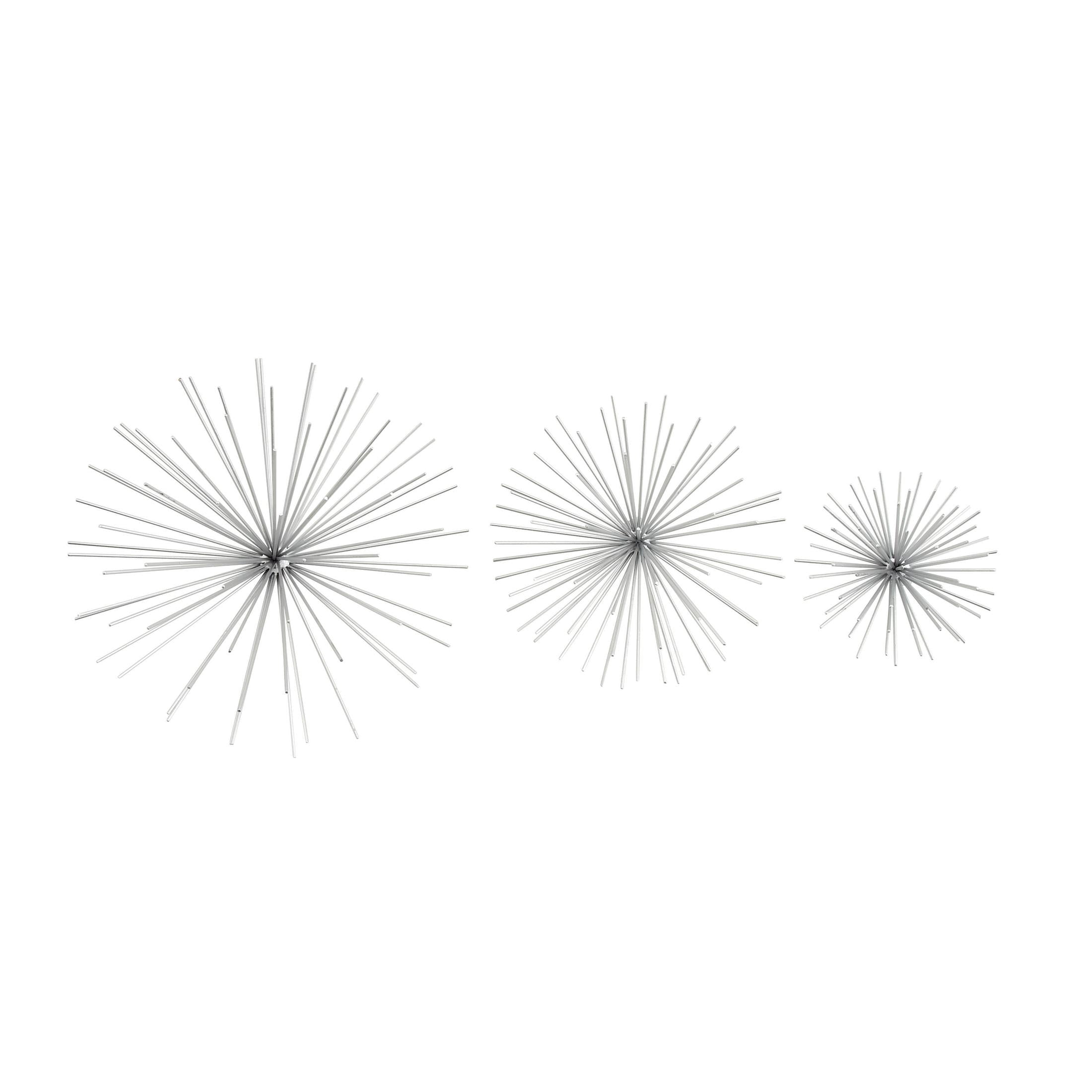 CosmoLiving by Cosmopolitan Silver Metal 3D Starburst Wall Decor (3 Count)
