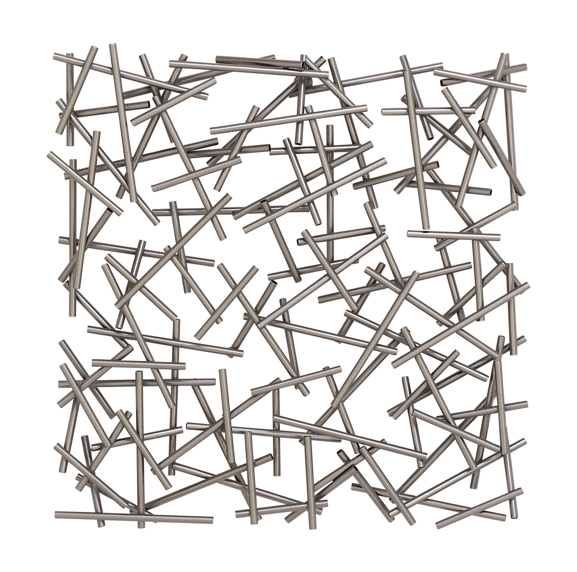 Silver Metal Abstract Geometric Wall Sculpture, 20" x 20"