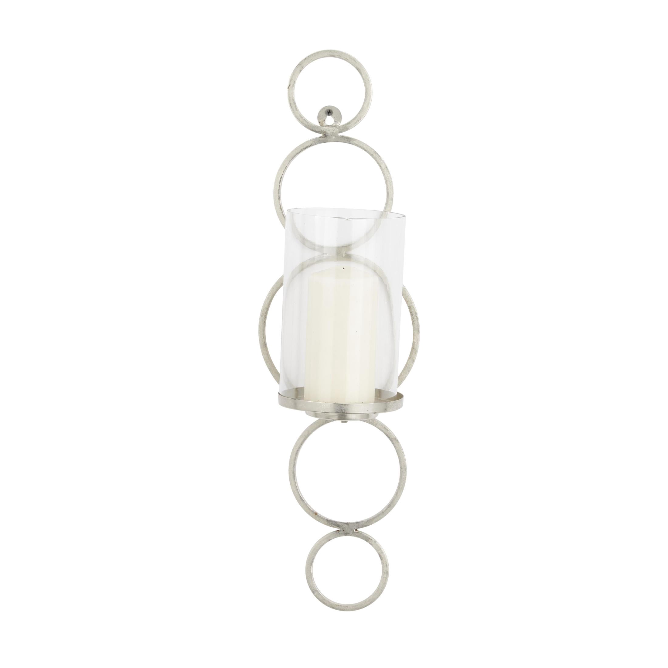 CosmoLiving by Cosmopolitan Silver Metal Wall Sconce with Glass Holder