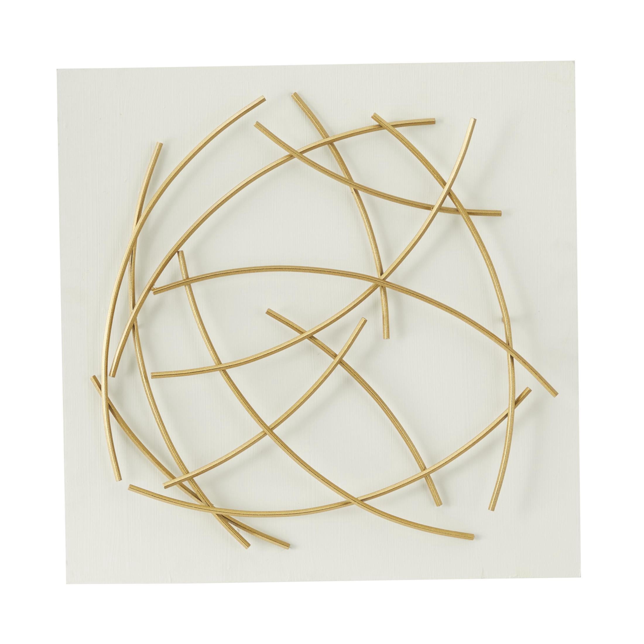 CosmoLiving by Cosmopolitan White Metal Overlapping Lines Abstract Wall Decor with White Backing
