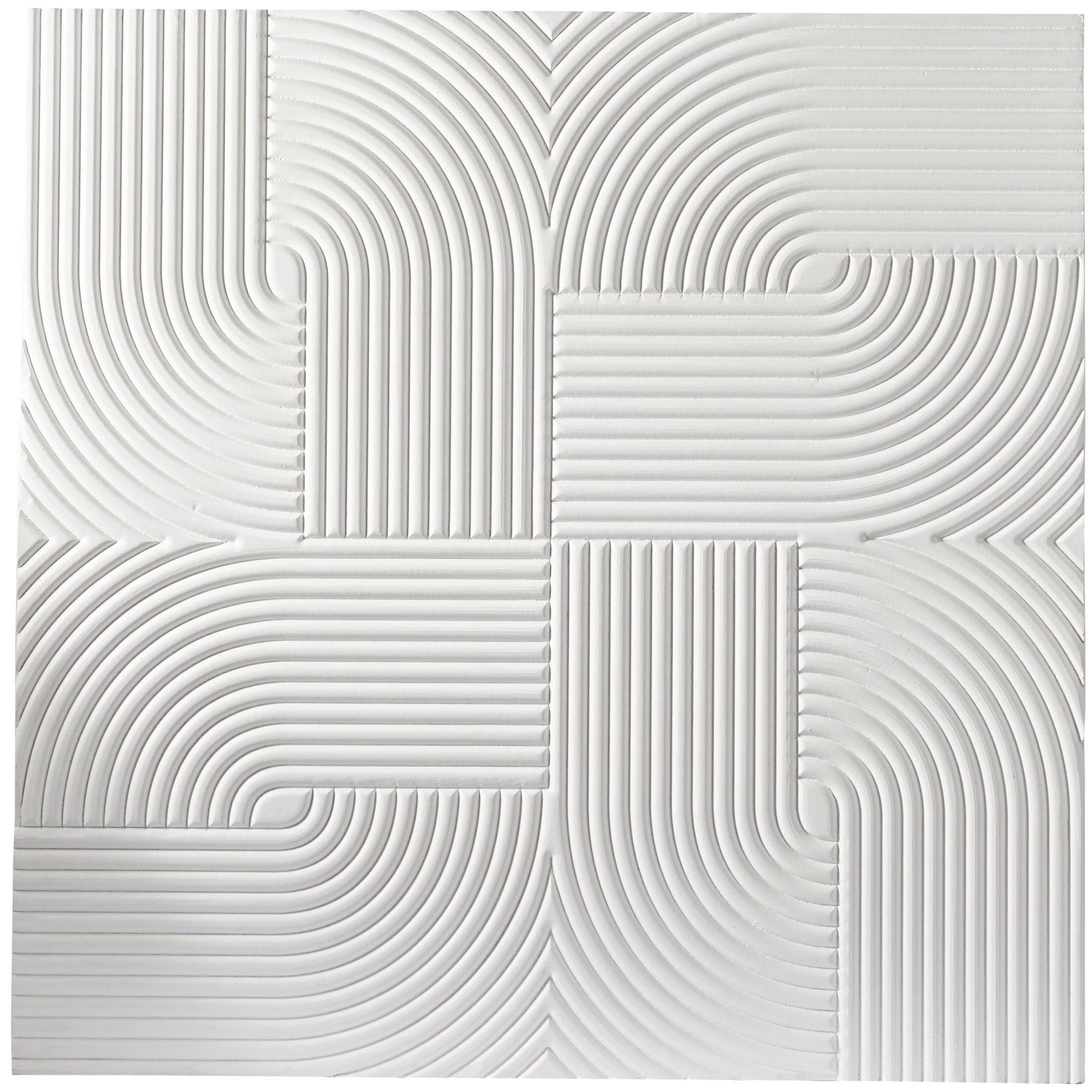 CosmoLiving by Cosmopolitan White Wooden Handmade Carved Geometric Wall Decor