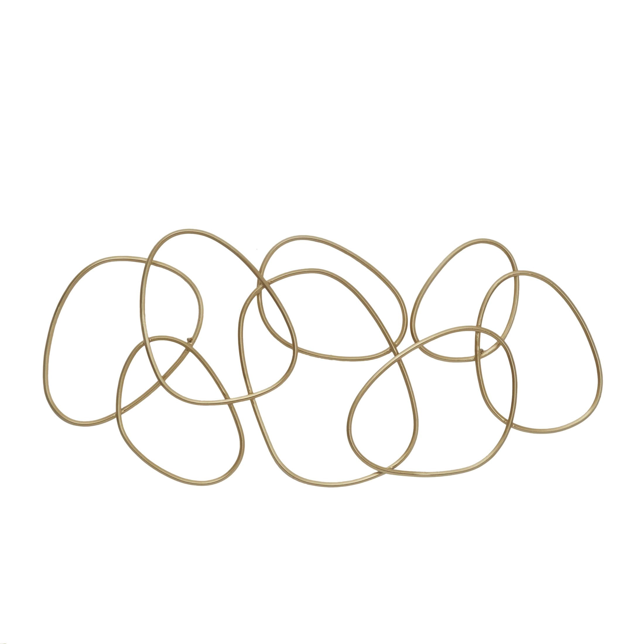 CosmoLiving by Cosmpolitan Contemporary Metal Round Abstract Design Wall Décor, 43"W x 22"H with Gold Polished Finish