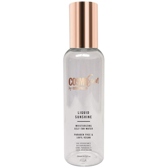 CosmoSun by Cosmopolitan Liquid Sunshine Moisturizing Self-Tan Water with Soothing & Skin Balancing Rosewater - Vegan, Cruelty Free, Paraben Free 6.76 oz
