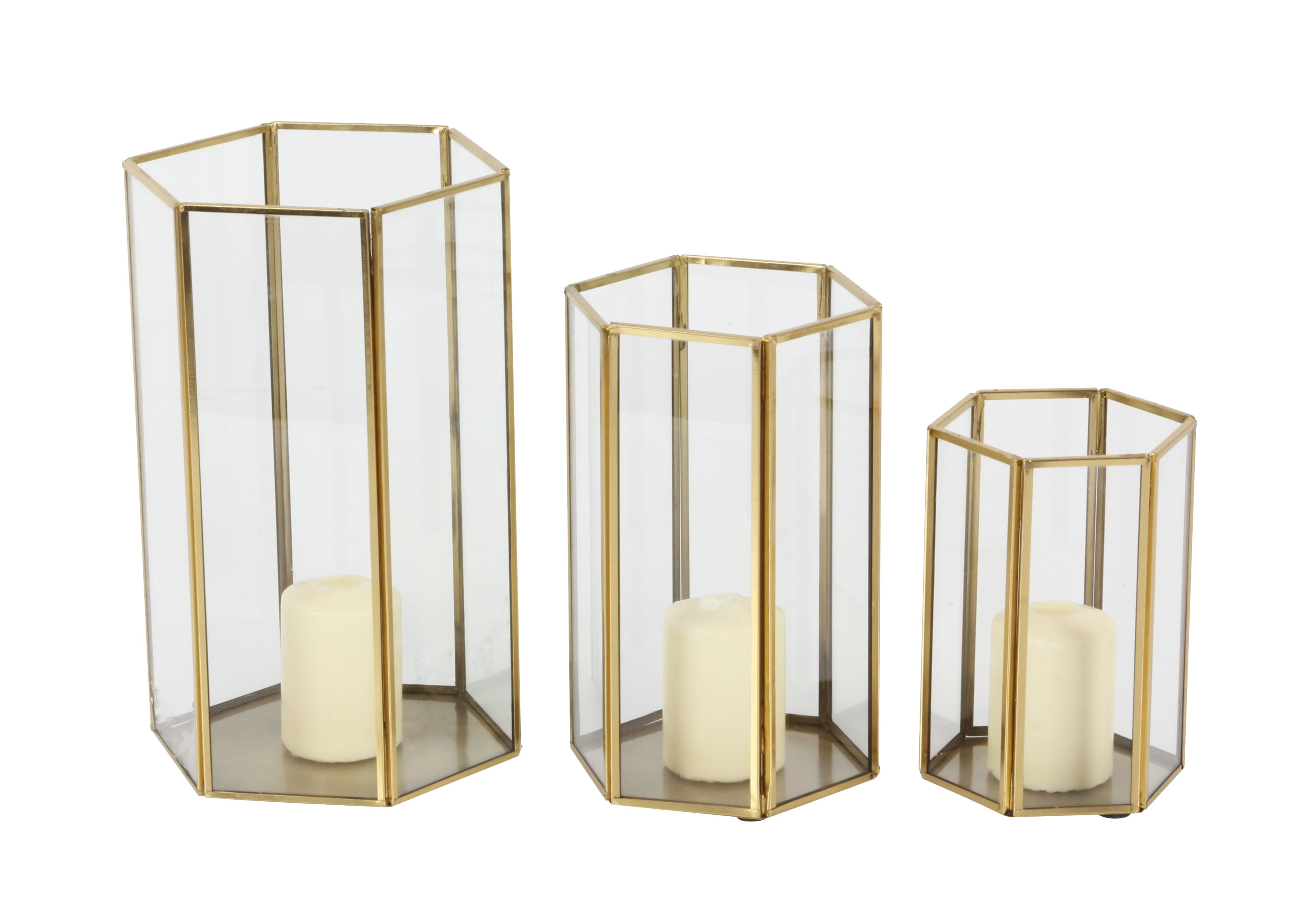 Buy Decorative Wave Steel & Glass Candle Stand (Black & Gold