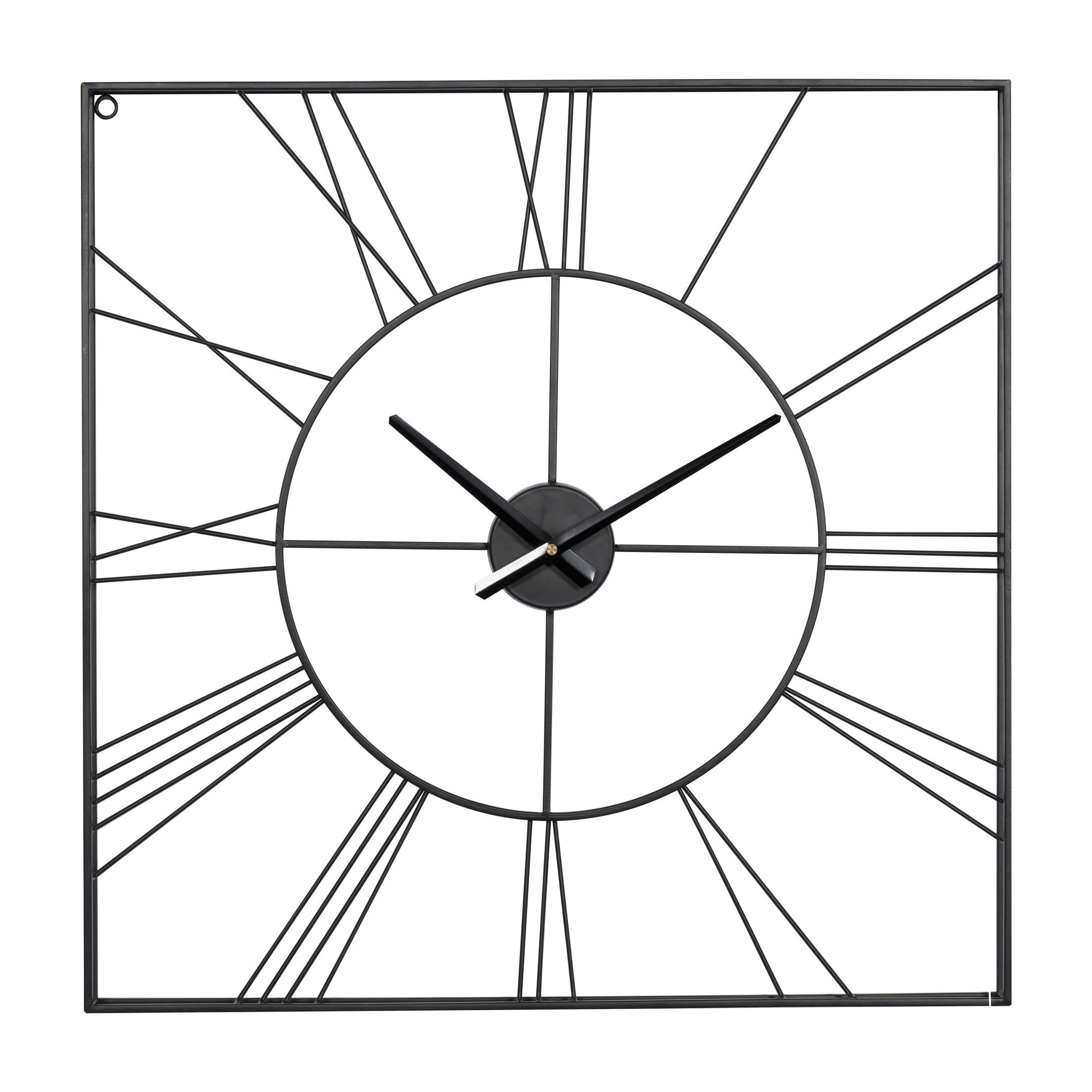 Cosmoliving by Cosmopolitan Industrial Metal Wall Clock, 24"L x 24"H, Black