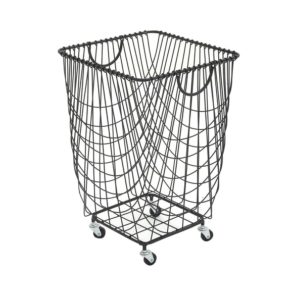 Cosmoliving by Cosmopolitan Large Industrial Mesh Metal Storage Rolling Cart with Wheels & Handles, 16" x 16" x 24", Black