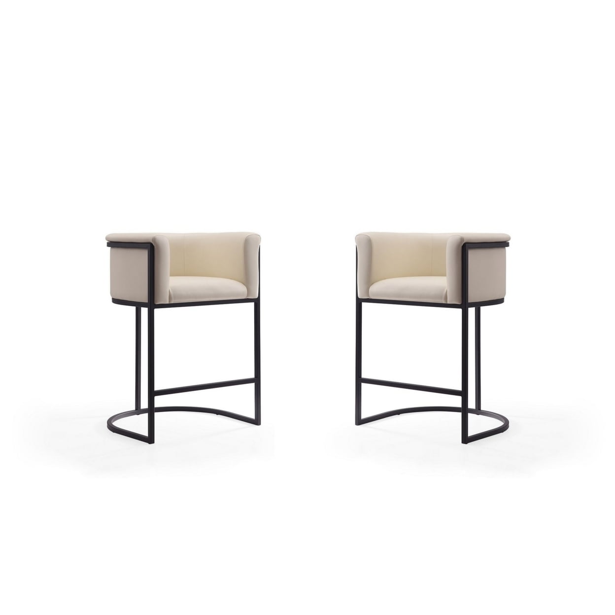 Cosmopolitan Cream and Black Metal Counter Height Bar Stools, Set of 2