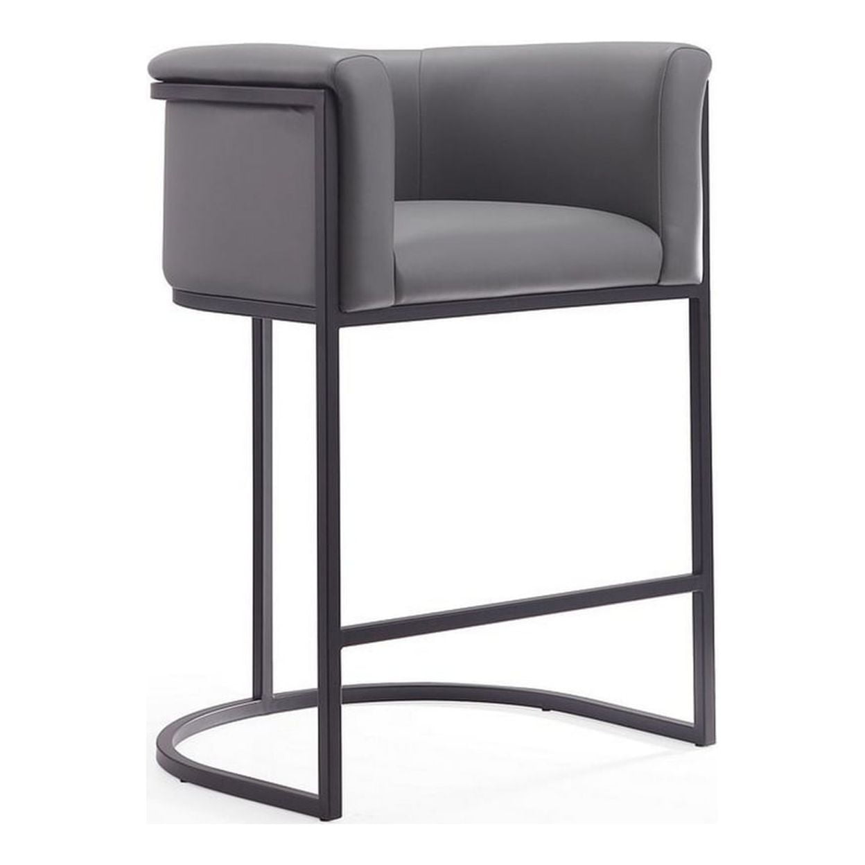 Cosmopolitan 33.8" Grey and Black Metal Counter Height Bar Stool