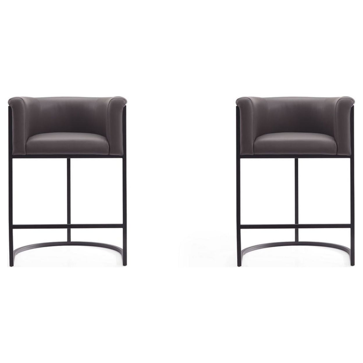Set of 2 Pebble Faux Leather Metal Counter Stools