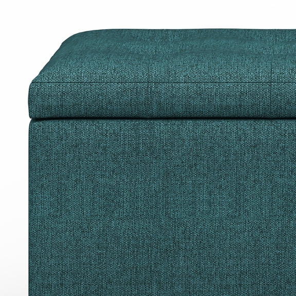 Cosmopolitan 34 inch Wide Storage Ottoman in Teal Polyester Fabric
