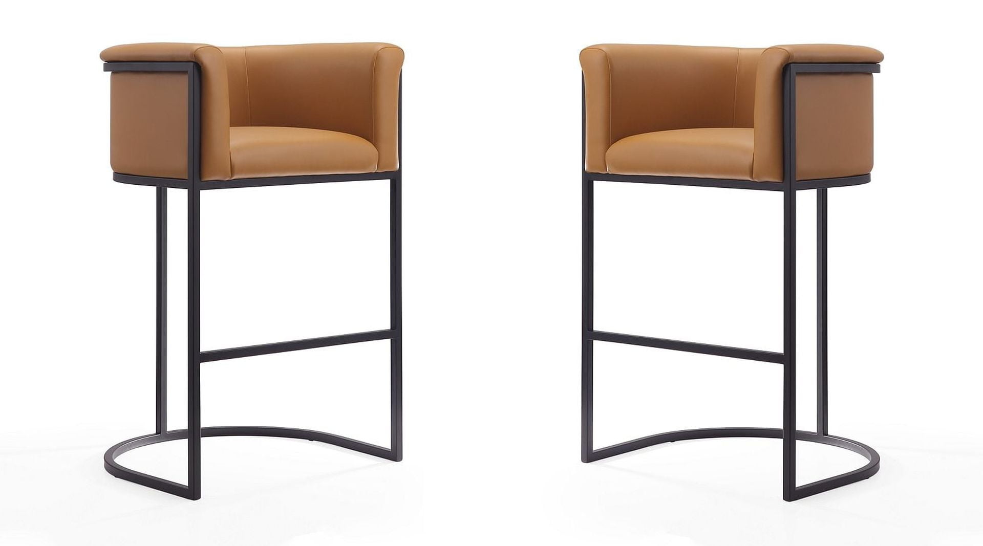 Manhattan Comfort Cosmopolitan 29.5" Faux Leather Barstool in Camel (Set of 2)