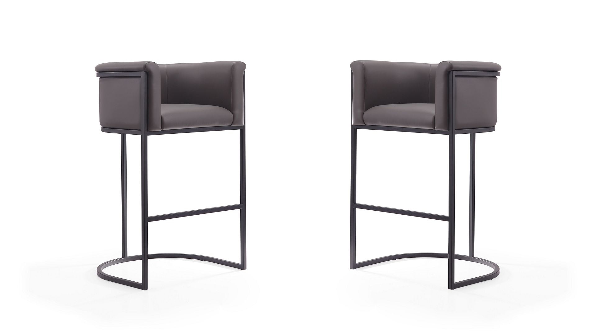 Cosmopolitan Pebble and Black Metal Midcentury Barstool, Set of 2