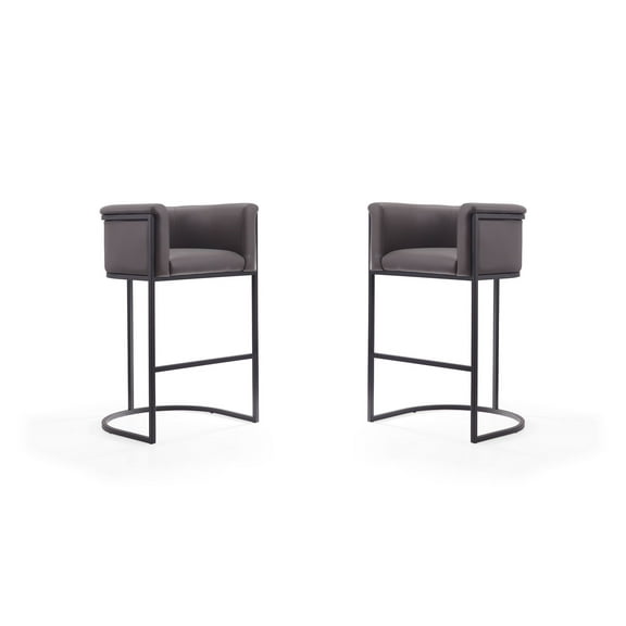 Manhattan Comfort Cosmopolitan 29.5" Faux Leather Barstool in Pebble (Set of 2)
