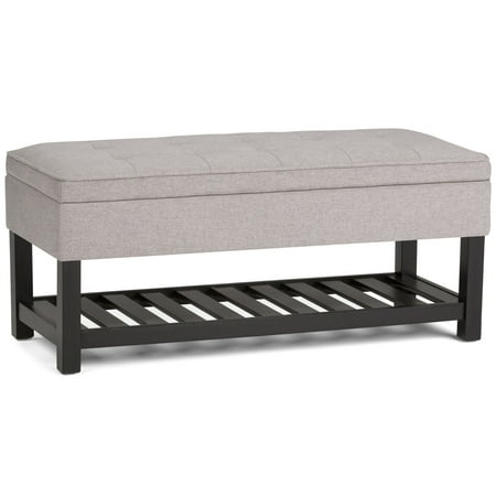 Simpli Home - Cosmopolitan Storage Ottoman Bench with Open Bottom - Cloud Grey