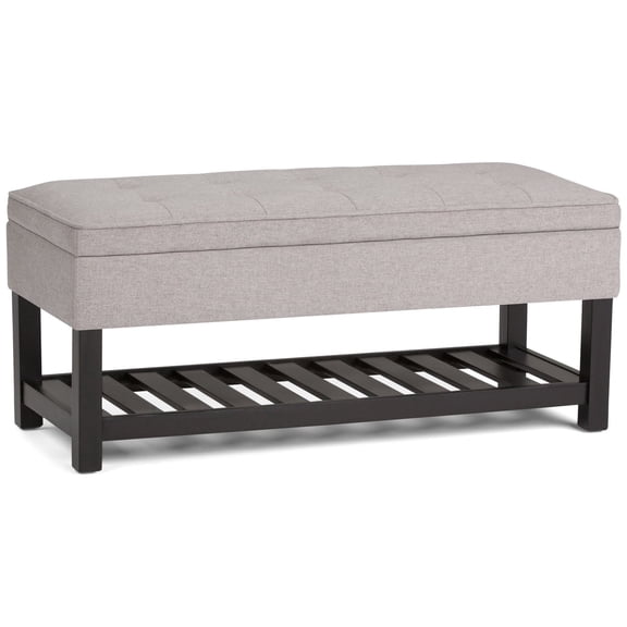 Cosmopolitan 44 inch Wide Rectangle Storage Ottoman Bench with Open Bottom in Cloud Grey Linen Look Fabric