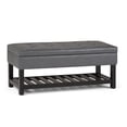thumbnail image 1 of Simpli Home Cosmopolitan 44 inch Wide Rectangle Storage Ottoman Bench with Open Bottom in Stone Grey Vegan Leather, 1 of 10