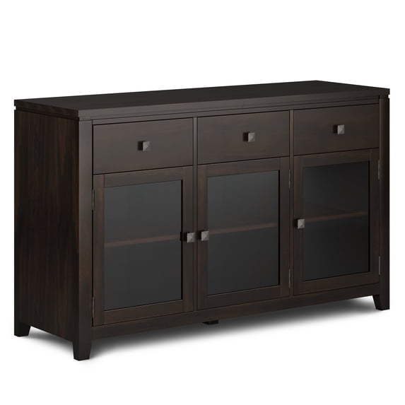 Simpli Home Cosmopolitan 54 inch Wide Solid Wood Contemporary Sideboard Buffet in Mahogany
