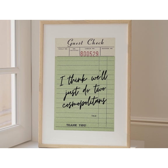 Cosmopolitan Bar Cart Wall Decor Barista Gift Guest Check Wall Art Bar Cart Accessories Retro Art Guest Check Art Wall Art, Modern Wall Decor, 16x24 UNFRAMED
