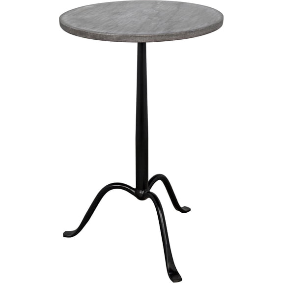 Cosmopolitan Black Metal Side Table with Marble