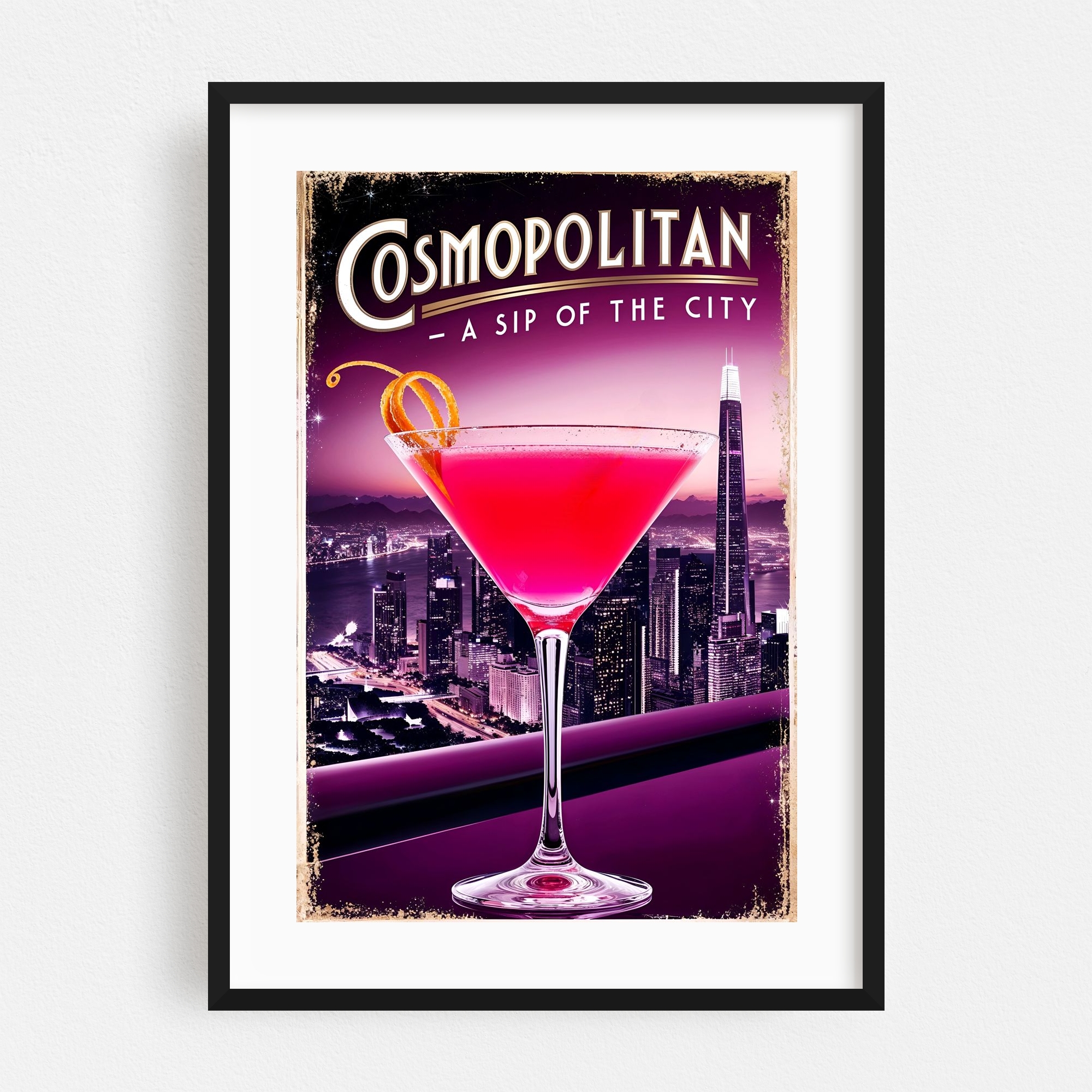 Cosmopolitan Image Cosmopolitan Cocktail Poster: Vintage City Elegance - Illustration ...