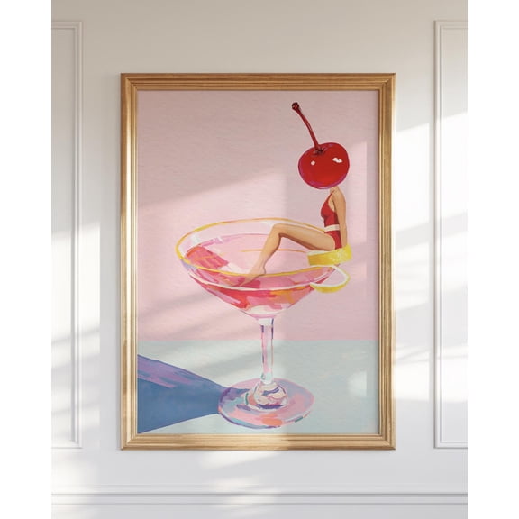 Cosmopolitan Cocktail Print Elegant Martini Bar Decor, Poster Only